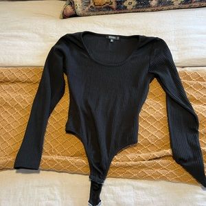Ribbed Scoop Neck Bodysuit